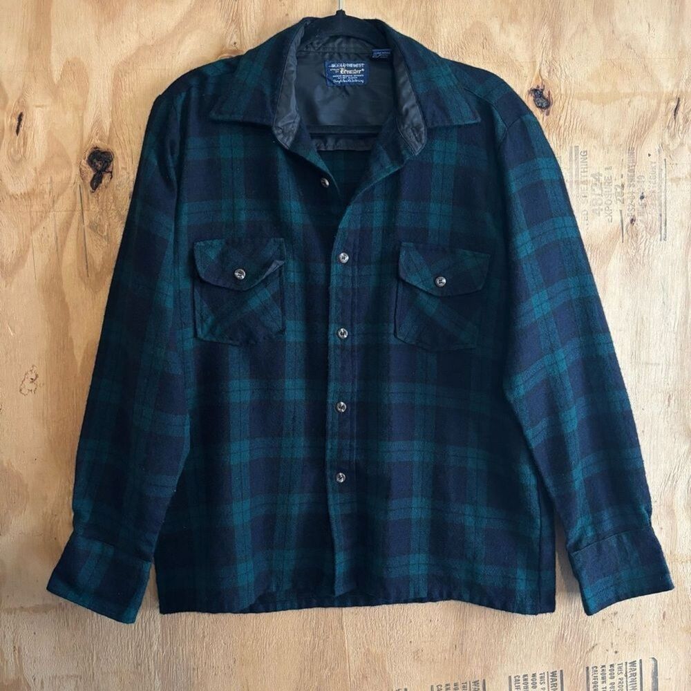 Vintage Wool O The West Plaid Flannel Long Sleeve Shirt Sz M